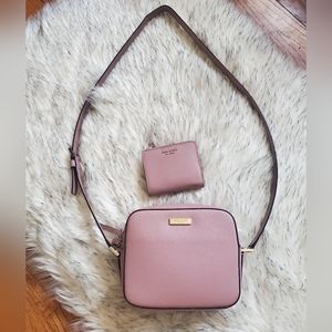 *EUC* Kate Spade Cammie Crossbody w/ Cameron L-Zip Bifold Wallet - Dusty Peony
